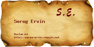 Sereg Ervin névjegykártya